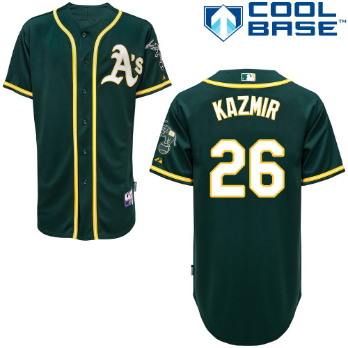 Scott Kazmir #26 Youth Baseball Jersey-Oakland Athletics Authentic Alternate Green Cool Base MLB Jersey